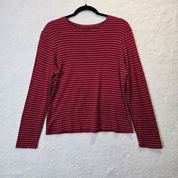 Talbots Womens Minimalist Striped Top Sz S Red White Office Wear Casual Preppy - Picture 1 of 7
